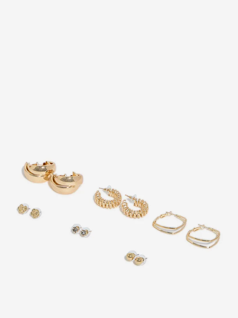 Westside Accessories Gold Studs and Hoops - Pack of 6