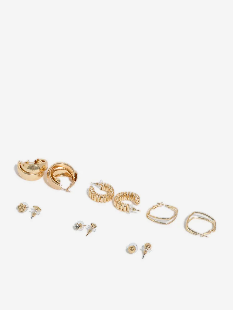 Westside Accessories Gold Studs and Hoops - Pack of 6