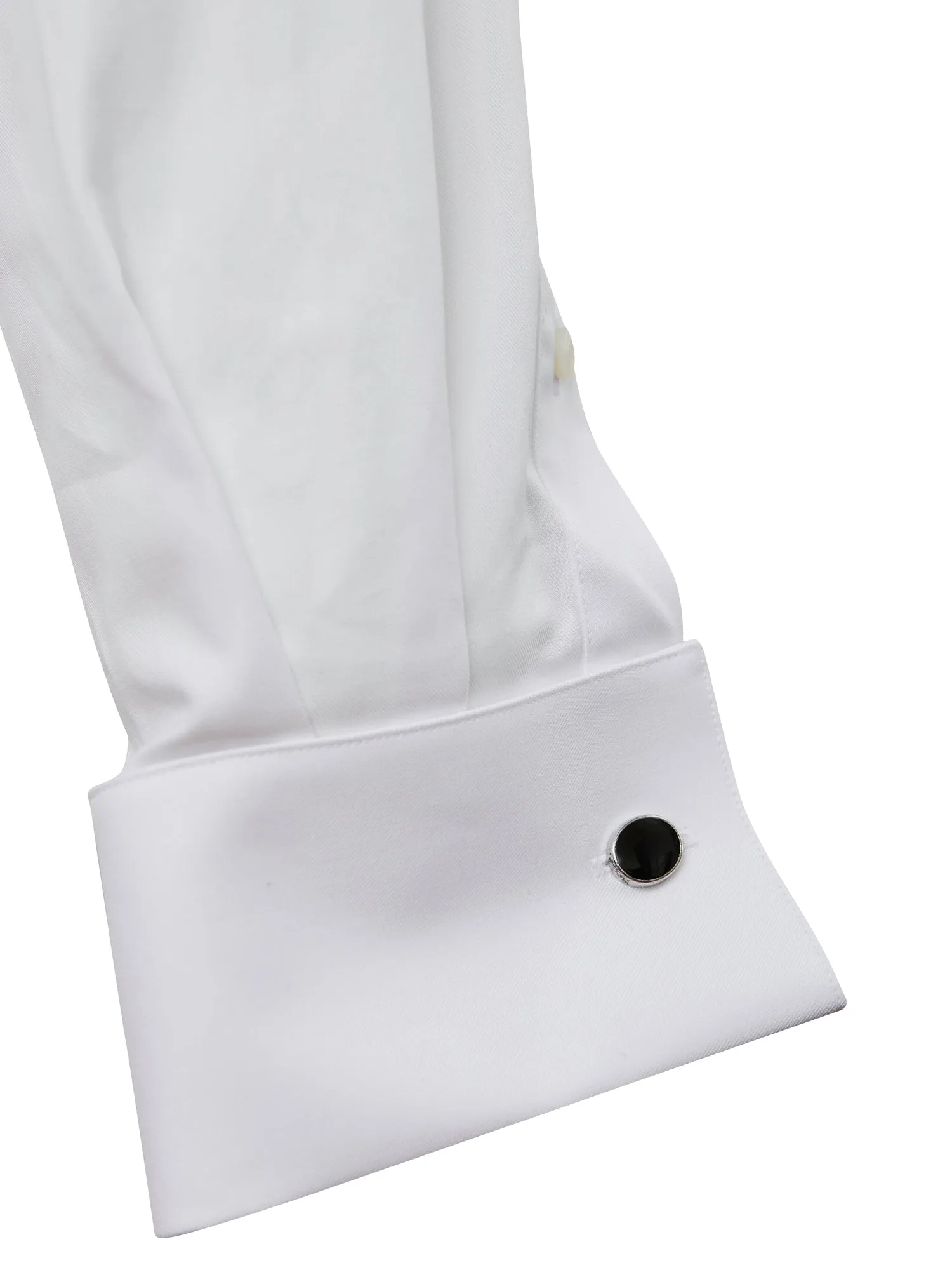 White Tuxedo Dinner Shirt with Black Stud Front