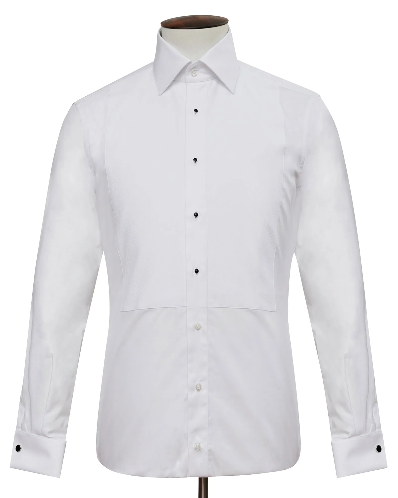 White Tuxedo Dinner Shirt with Black Stud Front