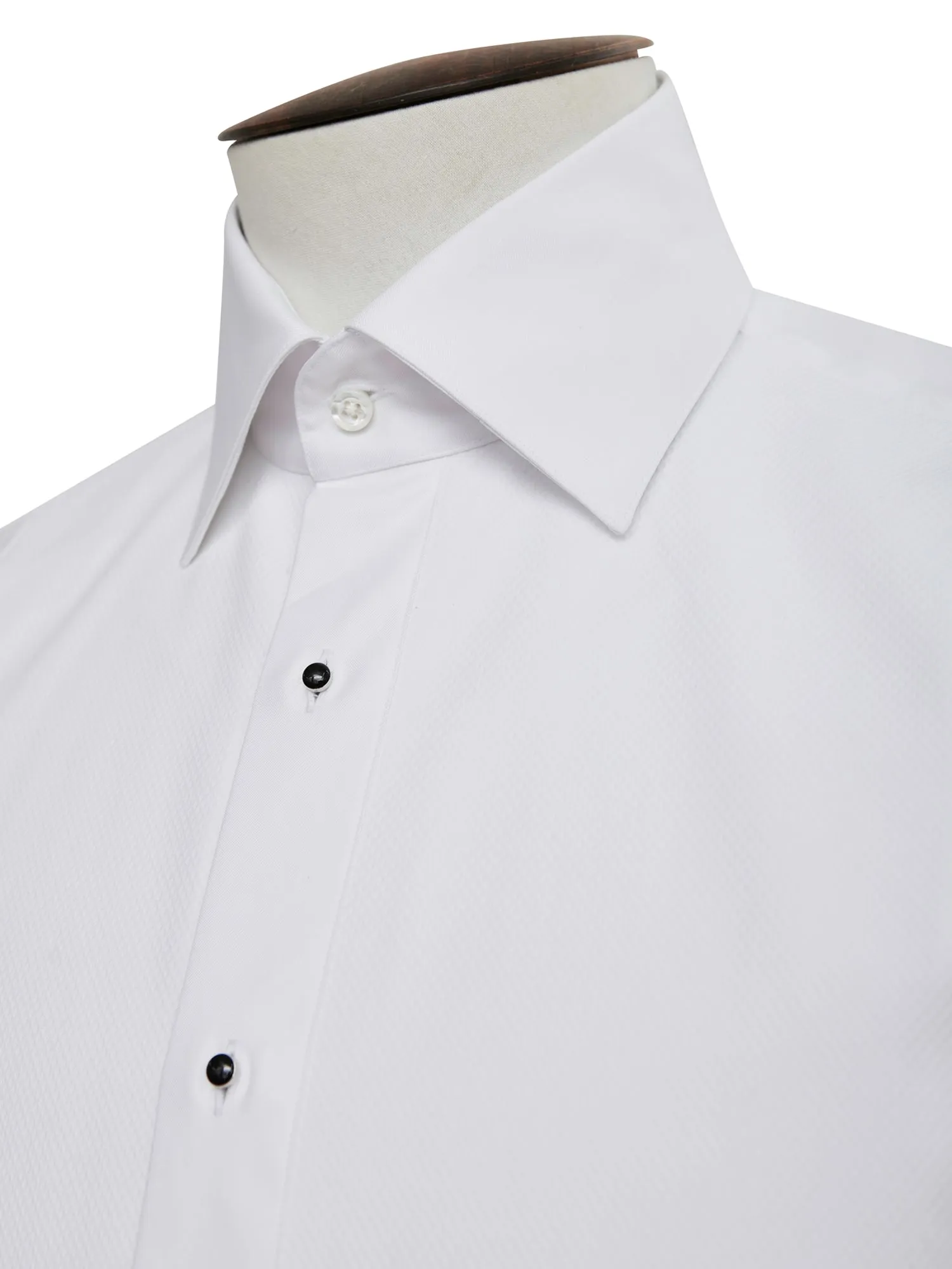 White Tuxedo Dinner Shirt with Black Stud Front