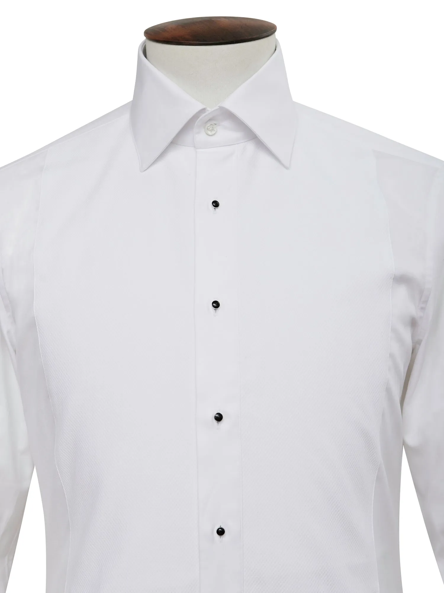 White Tuxedo Dinner Shirt with Black Stud Front