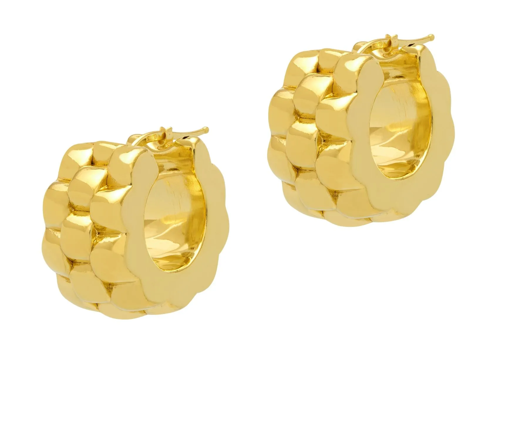 Wide Watch Link Hoop Earrings - Gold