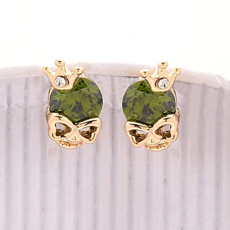 Women Cute 18k Gold Plated 3 Colors CZ Diamond Skull Pierced Stud Party Earrings Jewelry Gift