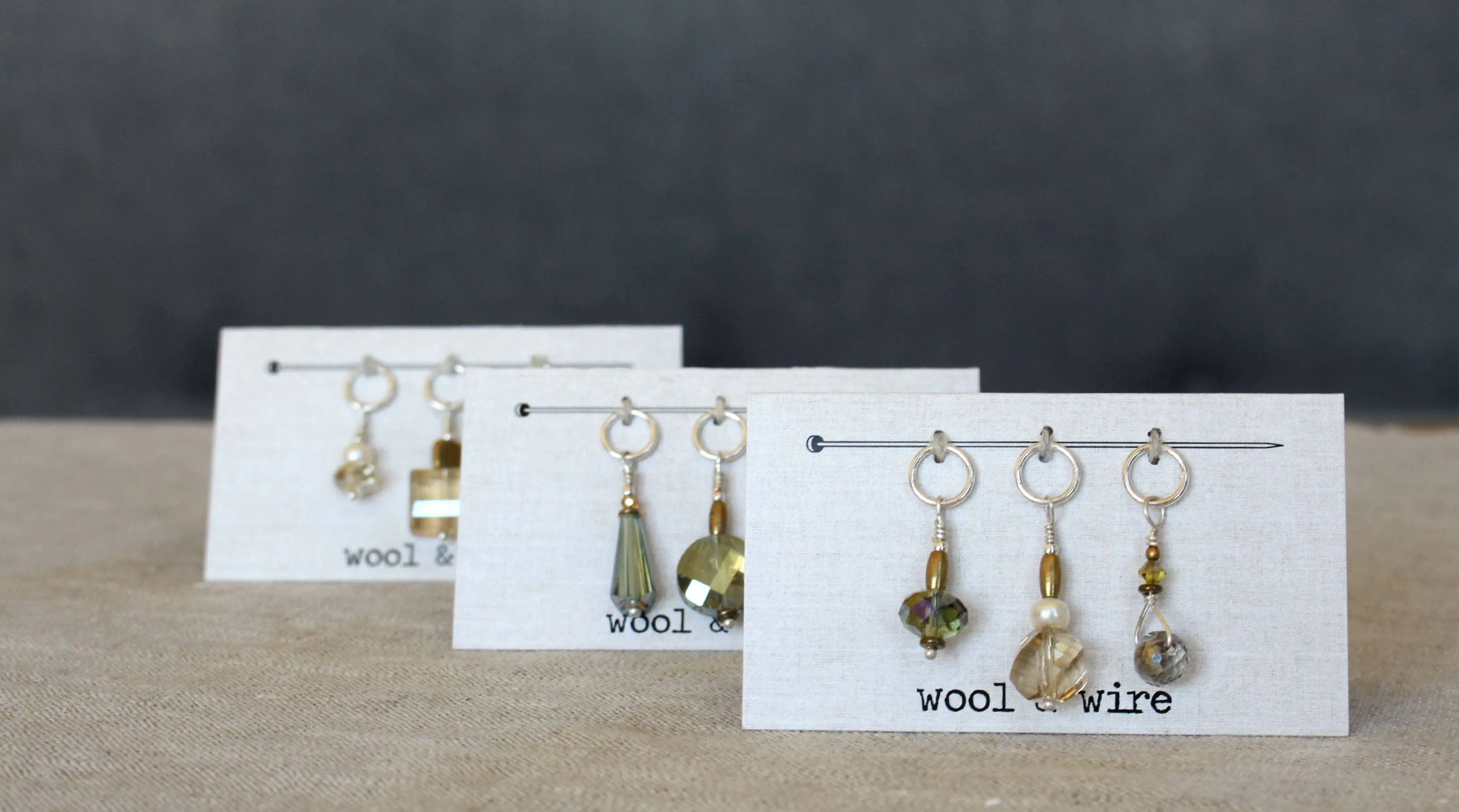 Wool & Wire: Crystal & Pearl Stitch Markers (Set of 3)