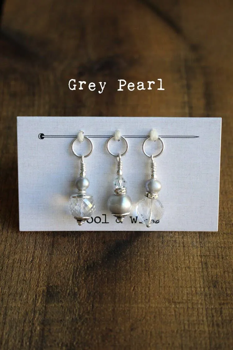 Wool & Wire: Crystal & Pearl Stitch Markers (Set of 3)