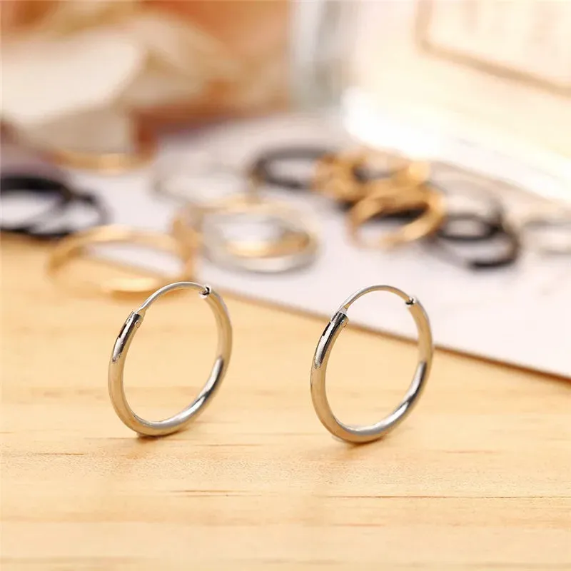 Woozu Hoop Earrings Jewellery Women Gold /Black/Silver Color Round Circle Earring Ear Ring Clip Earrings aretes Mujer aros